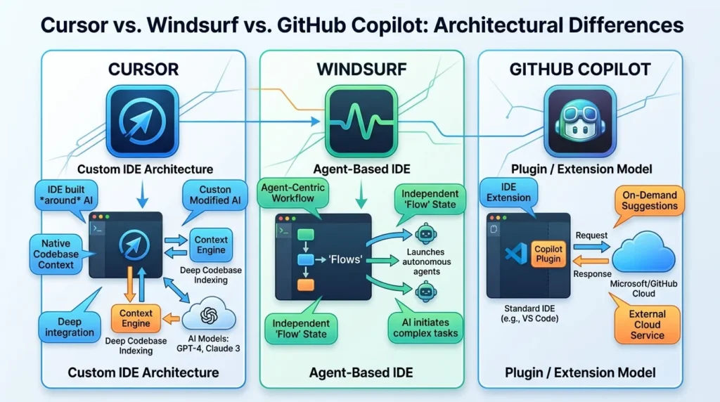 Cursor vs Windsurf vs GitHub Copilot