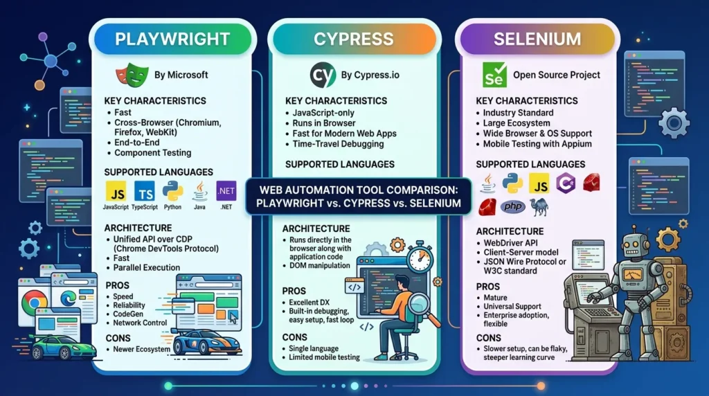 Playwright vs Cypress vs Selenium