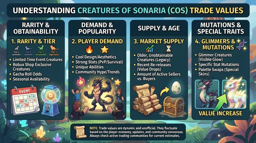 Creatures of Sonaria COS Trade Values: Complete Trading Guide 3 Creatures of Sonaria