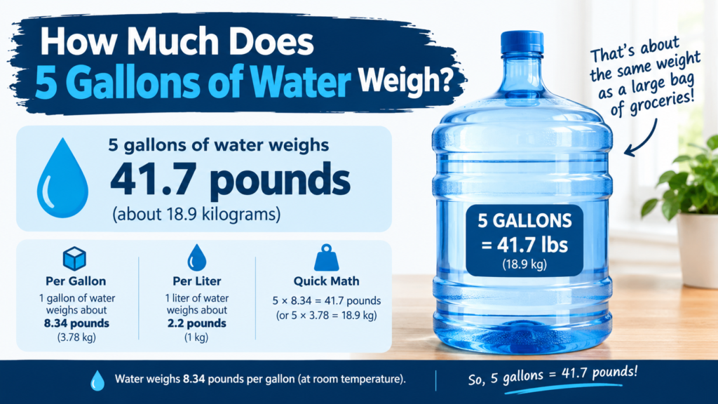 How Much Does 5 Gallons of Water Weigh? Easy Pounds, KG, and Liters Guide 2 How Much Does 5 Gallons of Water Weigh