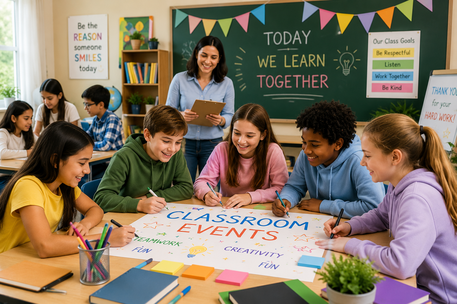 Students participating in classroom events